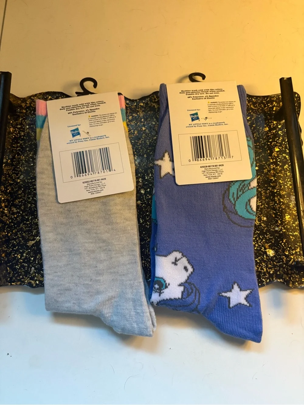 My Little Pony Socks - Blue and Light Gray with Multicolor Pony Accents